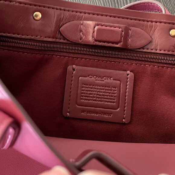 Coach Small Ashley Leather Convertible Tote in Fuchsia Pink - Picture 5 of 6